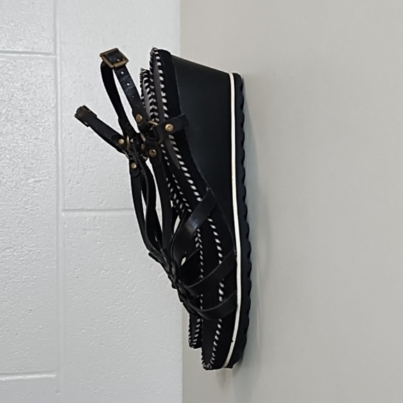 Aerosoles What's What Black Wedge Sandal anti slip sole whip stitching 7.5 - Picture 3 of 15